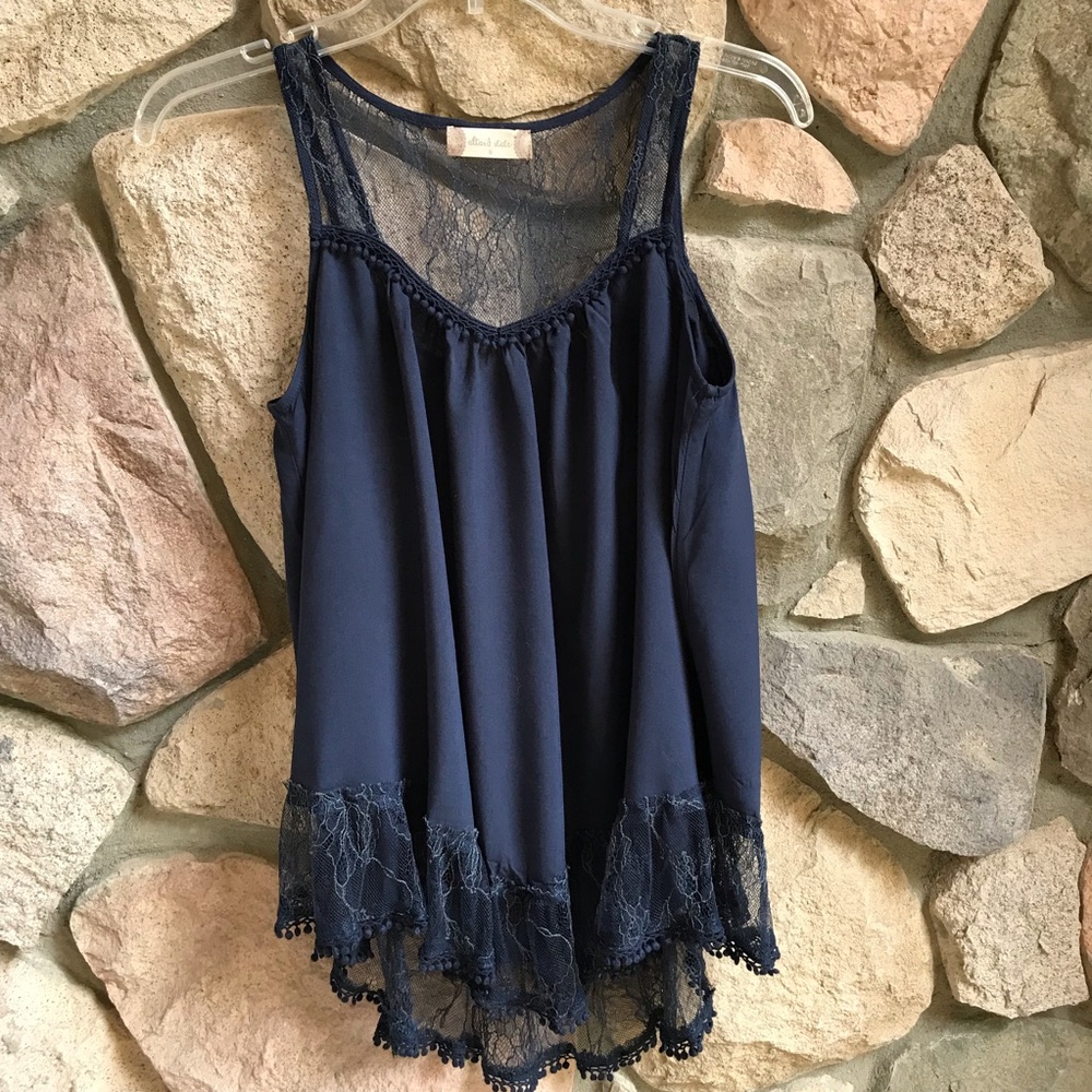 Altar’d State Navy Blue Small Lace Blouse